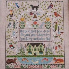 The Blue Flower Moggie Manor Cross Stitch Pattern