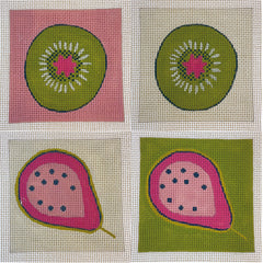 The Collection Designs Lizzie Clark Kiwi Coasters Needlepoint Canvas