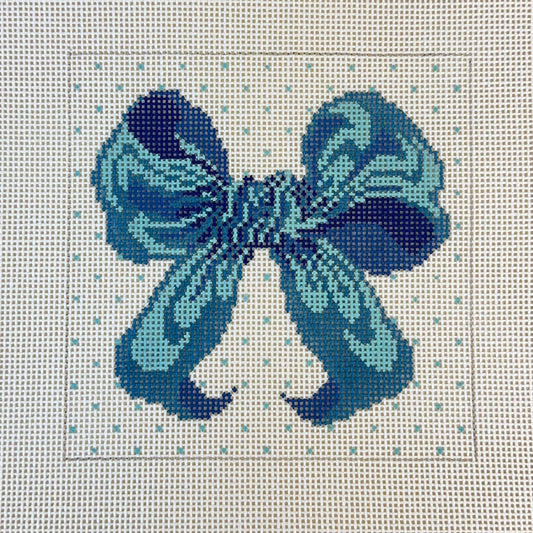 The Collection Designs Small Blue Bow Needlepoint Canvas