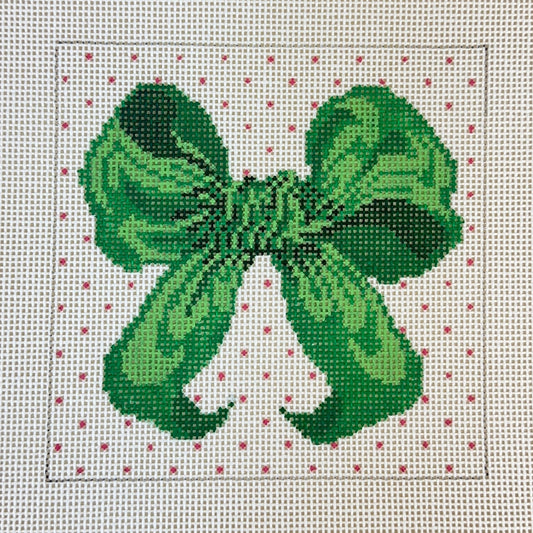 The Collection Designs Small Green Bow Needlepoint Canvas