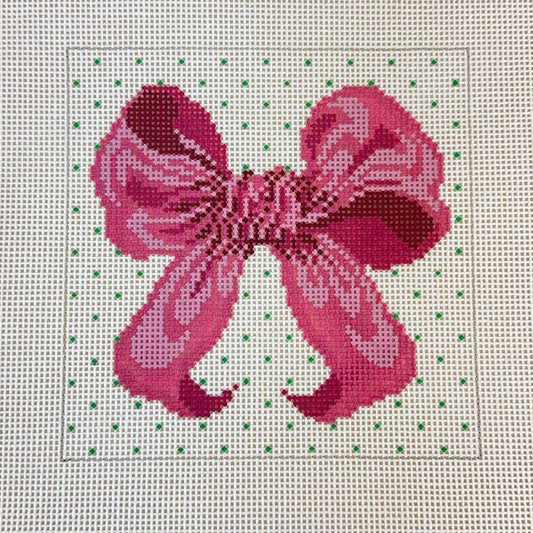 The Collection Designs Small Pink Bow Needlepoint Canvas