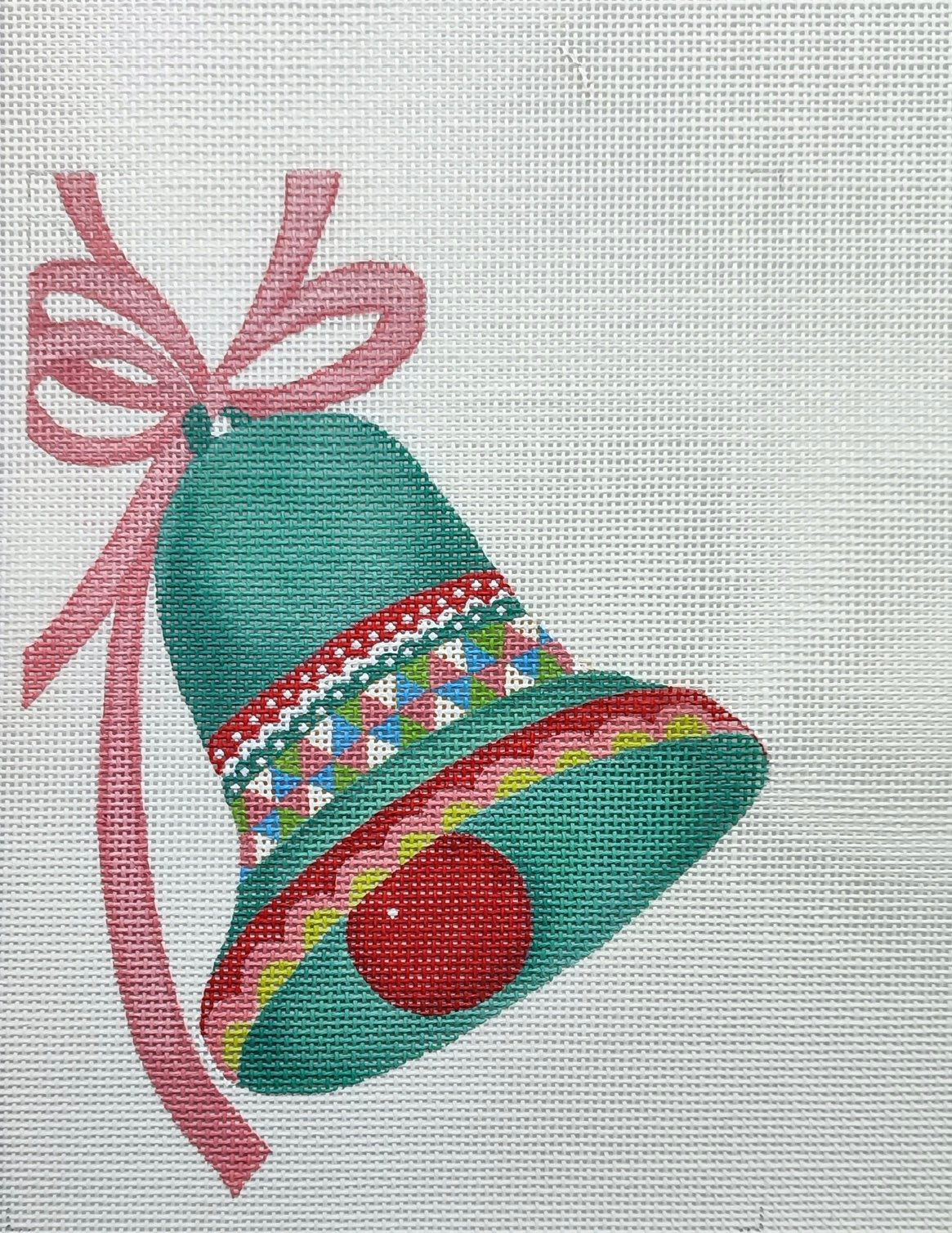 Curious Cowgirl Bell with Pink Bow Needlepoint Canvas