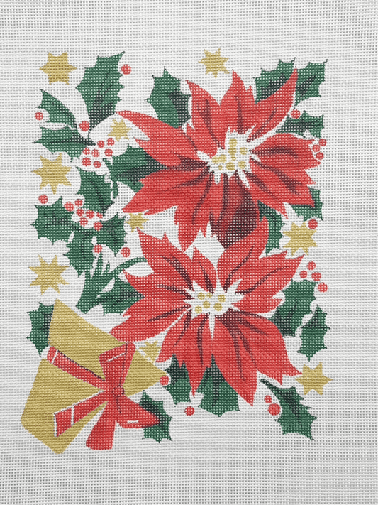 Curious Cowgirl Potted Poinsettias Needlepoint Canvas