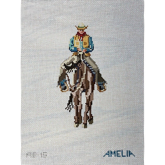 The Gingham Stitchery Amelia Cowboy Needlepoint Canvas