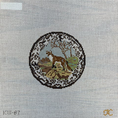 The Gingham Stitchery Kate Woodward Fox Transferware Needlepoint Canvas