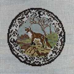 The Gingham Stitchery Kate Woodward Fox Transferware Needlepoint Canvas