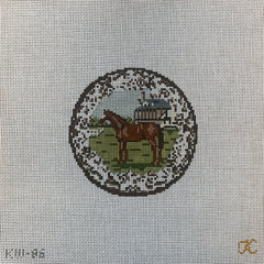 The Gingham Stitchery Kate Woodward Horse Transferware Needlepoint Canvas