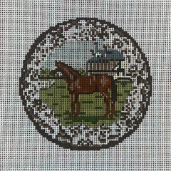 The Gingham Stitchery Kate Woodward Horse Transferware Needlepoint Canvas