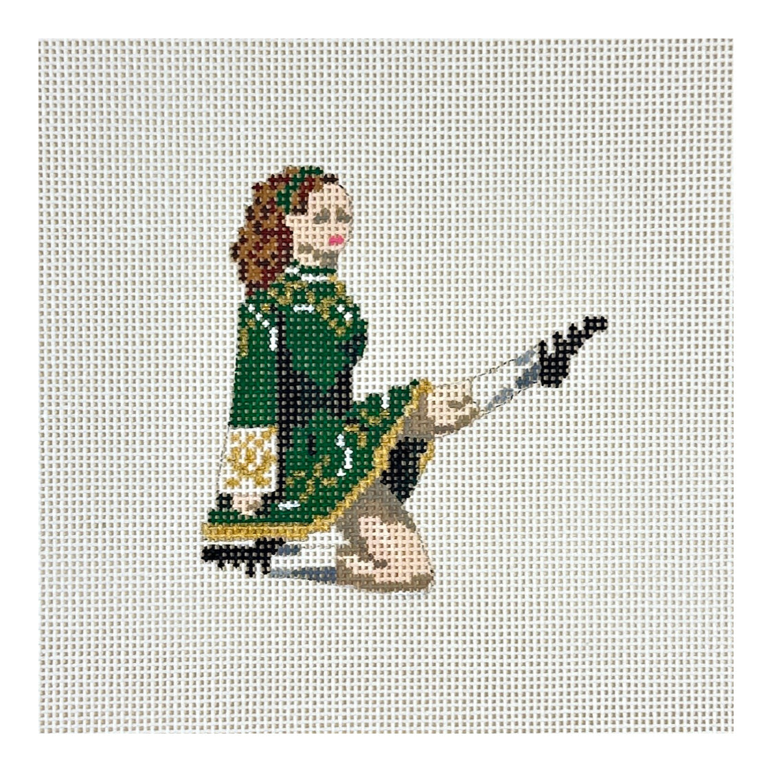 The Gingham Stitchery Kate Woodward Irish Dancer Needlepoint Canvas