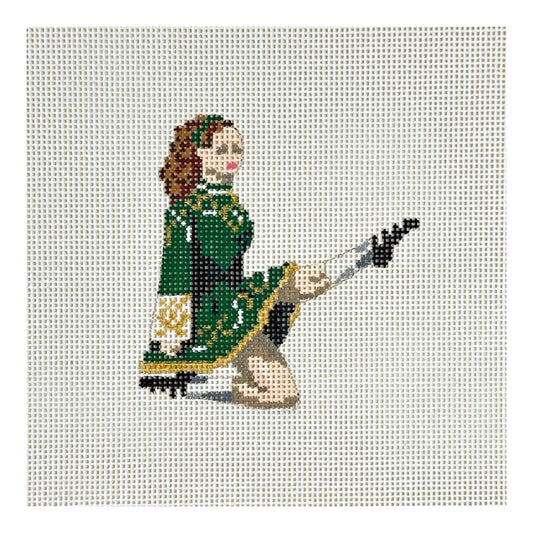 The Gingham Stitchery Kate Woodward Irish Dancer Needlepoint Canvas