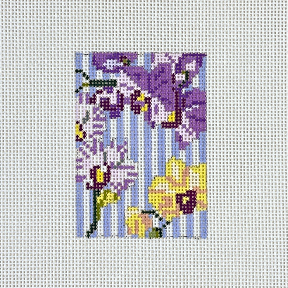 The Gingham Stitchery Kate Woodward Orchid Luggage Tag Needlepoint Canvas