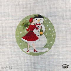 The Gingham Stitchery Kirkland Design Studios Betty Loves Bubbles #3 Snowman Needlepoint Canvas