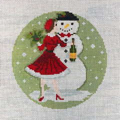 The Gingham Stitchery Kirkland Design Studios Betty Loves Bubbles #3 Snowman Needlepoint Canvas