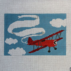 The Gingham Stitchery Maddie Sweet Designs Red Airplane Door Sign Needlepoint Canvas