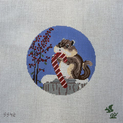 The Gingham Stitchery The Squirrel and The Snail Winter Sweets Chipmunk  Needlepoint Canvas