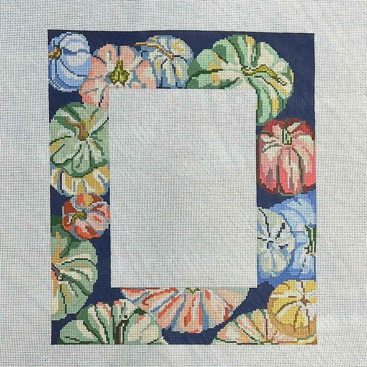 The Gingham Stitchery Tumbling Pumpkins Frame Needlepoint Canvas