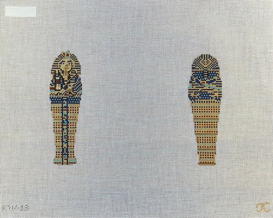 The Gingham Stitchery Kate Woodward King Tut Two Sided Ornament Needlepoint Canvas