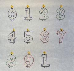 The Gingham Stitchery Candle Number Set Needlepoint Canvas - Small