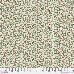 Finishing: The Original Morris & Co The Cotswold Holiday Collection Mistletoe Cotton Fabric - Cream