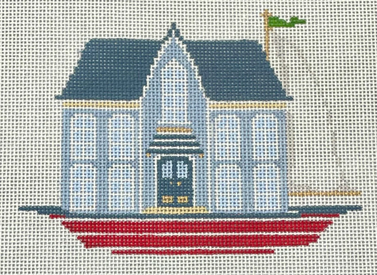 The Plum Stitchery American Gothic House Boat Needlepoint Canvas