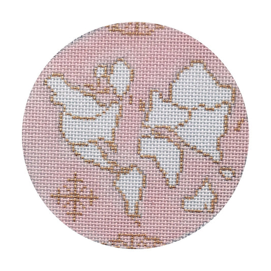 The Plum Stitchery Atlas Round - Pink Needlepoint Canvas - 13M