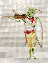 The Plum Stitchery Grasshopper & Fiddle Needlepoint Canvas