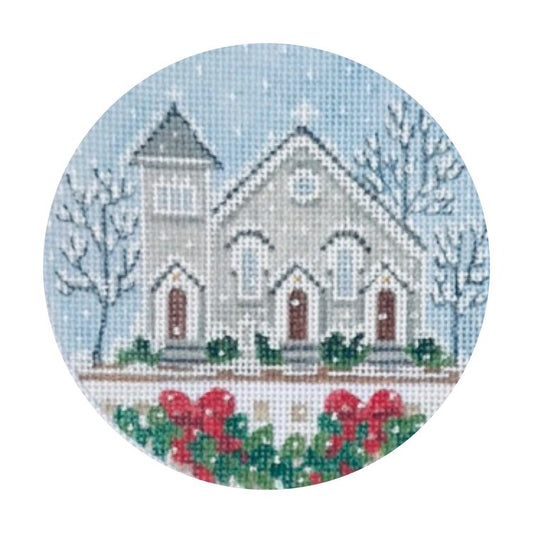 The Plum Stitchery Gray Church Needlepoint Canvas