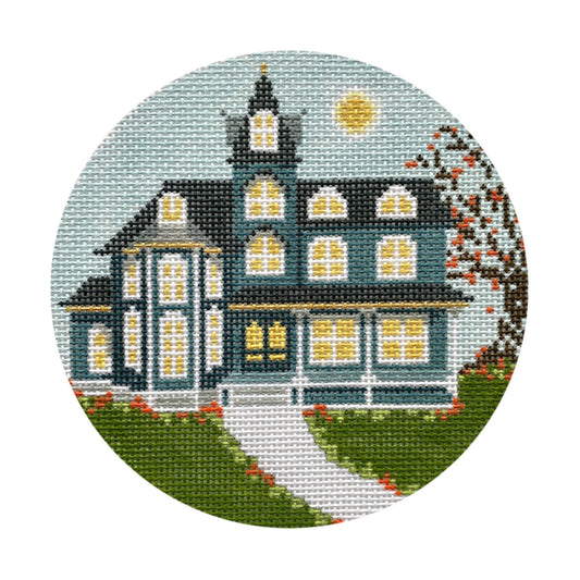 The Plum Stitchery Haunted House Needlepoint Canvas