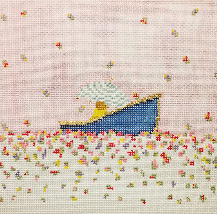 The Plum Stitchery It's Raining Flowers Needlepoint Canvas