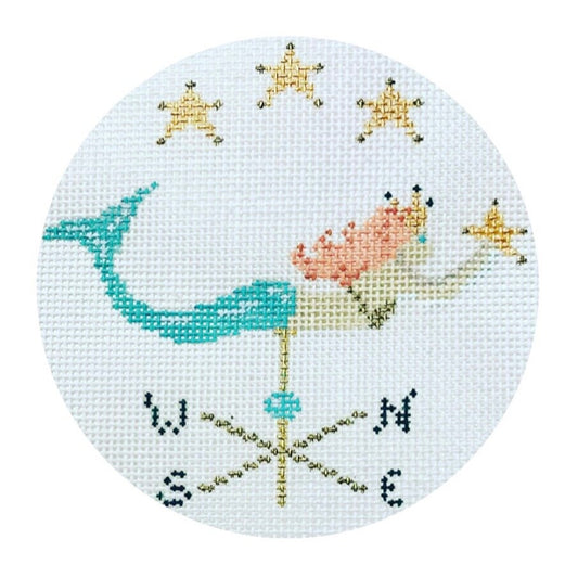 The Plum Stitchery Mermaid Weather Vane Needlepoint Canvas