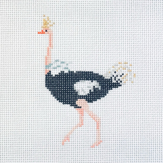 The Plum Stitchery Ostrich Needlepoint Canvas