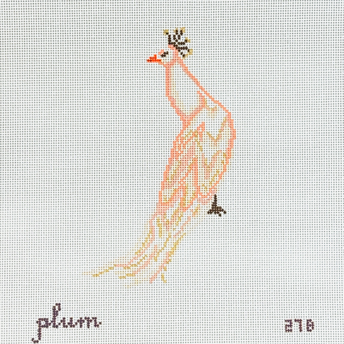 The Plum Stitchery Peahen Needlepoint Canvas