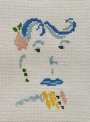 The Plum Stitchery Petite Face - Blue Hair Needlepoint Canvas