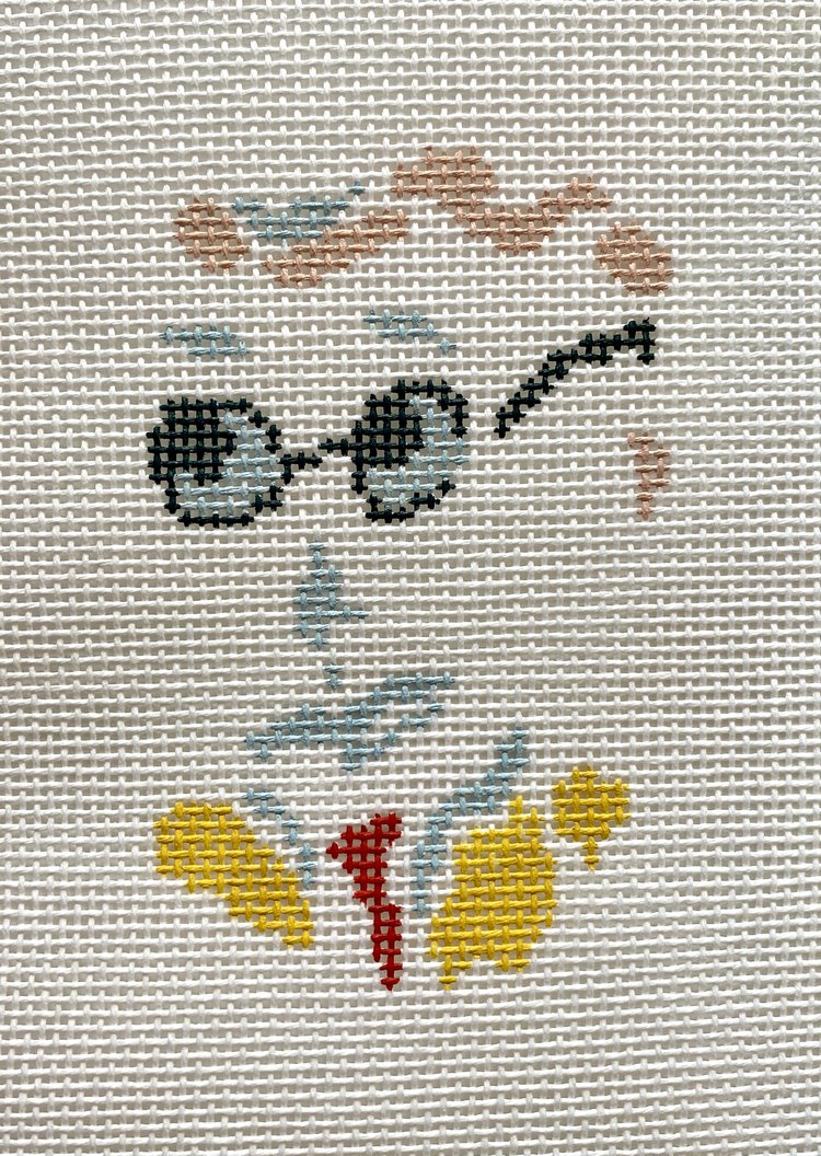 The Plum Stitchery Petite Face - Glasses Needlepoint Canvas