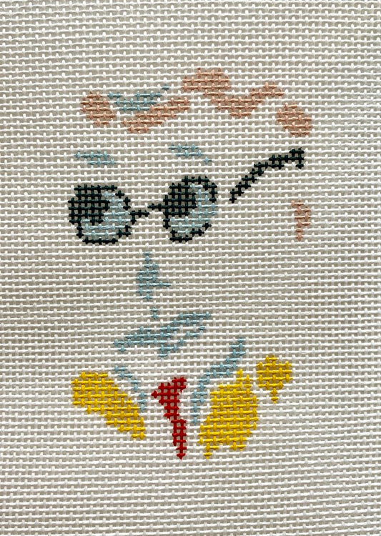 The Plum Stitchery Petite Face - Glasses Needlepoint Canvas