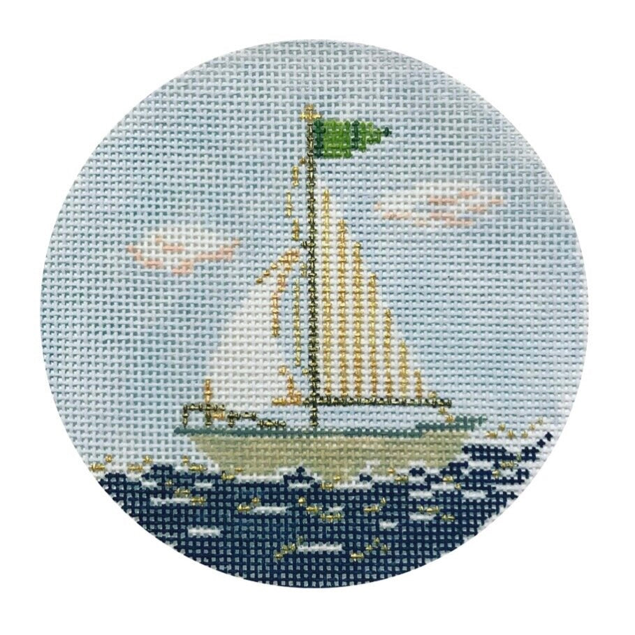 The Plum Stitchery Sail Boat Needlepoint Canvas