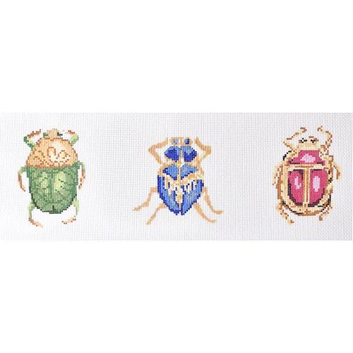 The Plum Stitchery Scarab Trio - 2 Needlepoint Canvas