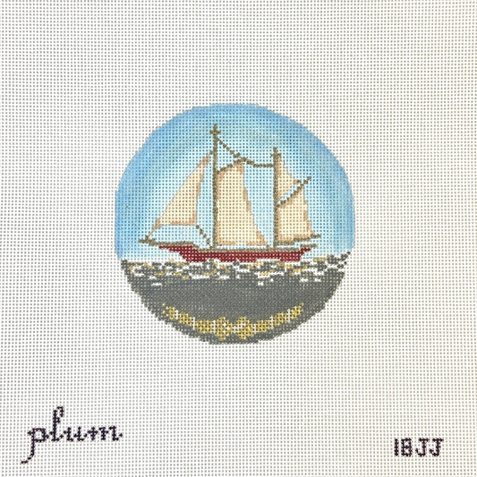 The Plum Stitchery Ship Round Needlepoint Canvas