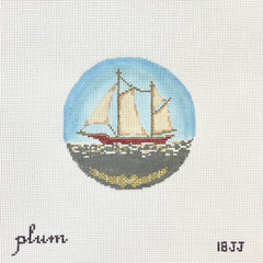 The Plum Stitchery Ship Round Needlepoint Canvas