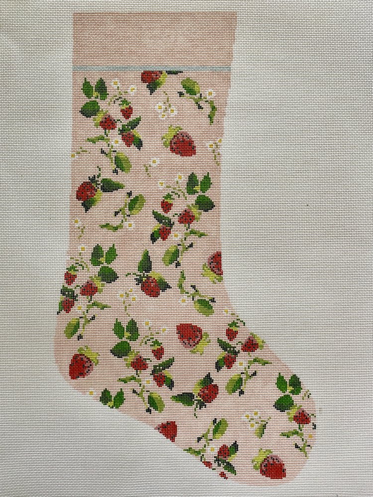 The Plum Stitchery Strawberry Series - Stocking Needlepoint Canvas