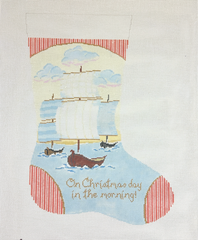 The Plum Stitchery Three Ships Stocking Midi Needlepoint Canvas
