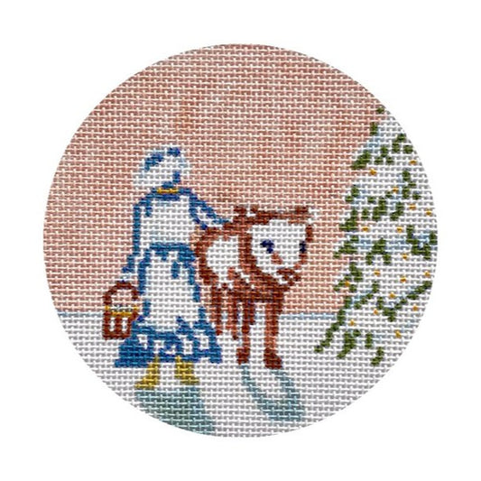 The Plum Stitchery Twelvetide in Color - Eight Maids A-milking Needlepoint Canvas