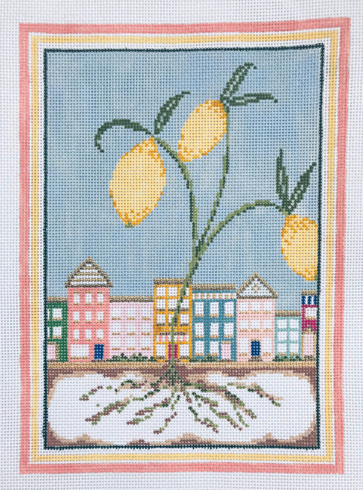 The Plum Stitchery Lemon Town Needlepoint Canvas