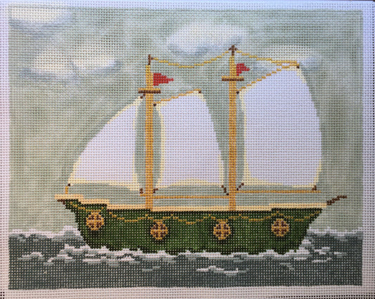 The Plum Stitchery Ship Needlepoint Canvas