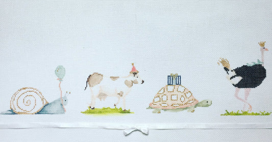 The Plum Stitchery Party Animals Needlepoint Canvas - 13M