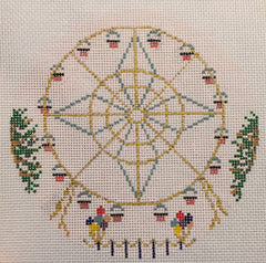 The Plum Stitchery Vintage Circus - Ferris Wheel Needlepoint Canvas