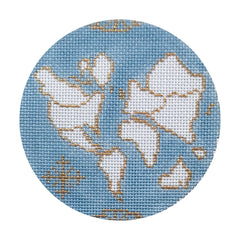 The Plum Stitchery Atlas Round - Light Blue Needlepoint Canvas