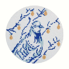 The Plum Stitchery Blue & White Partridge In A Pear Tree Needlepoint Canvas