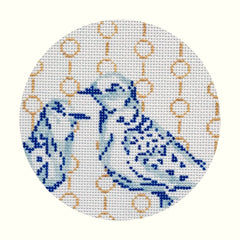 The Plum Stitchery Blue & White Two Turtle Doves Needlepoint Canvas