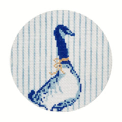 The Plum Stitchery Blue & White Six Geese A-Laying Needlepoint Canvas